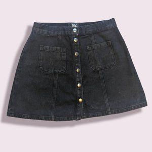 Black denim mini skirt
